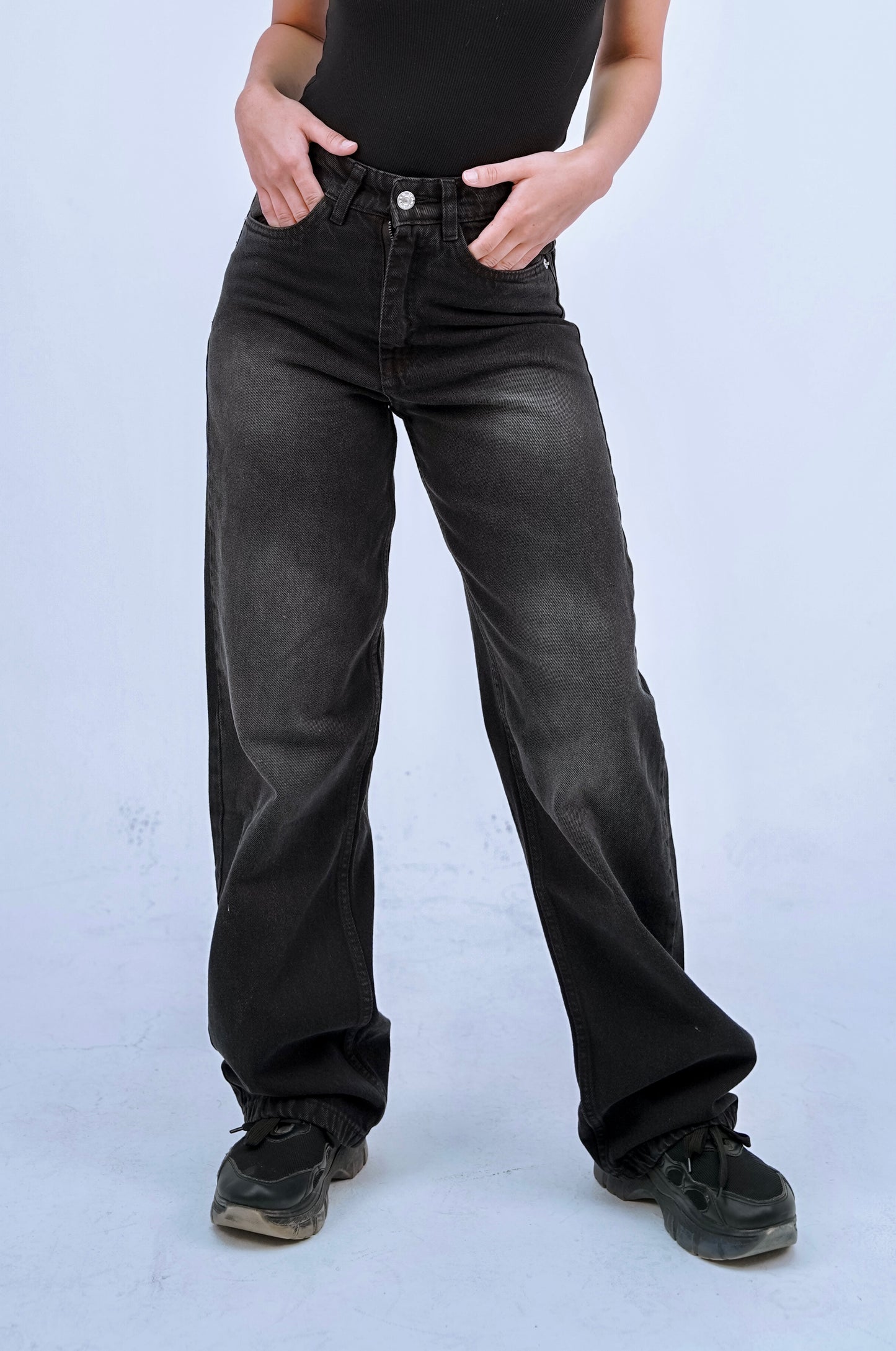 Washy High Waisted Black Jeans