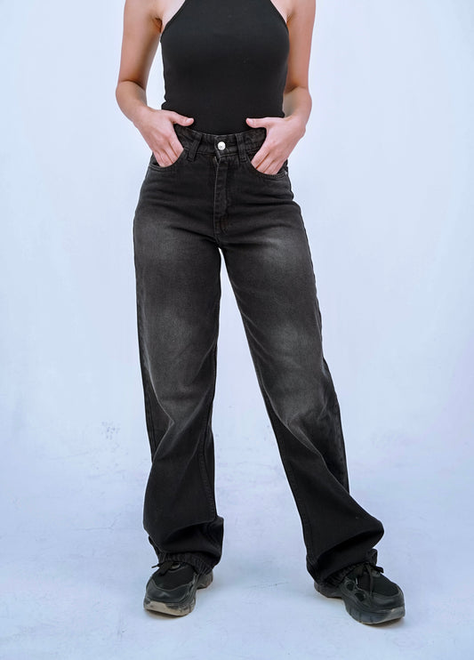 Washy High Waisted Black Jeans